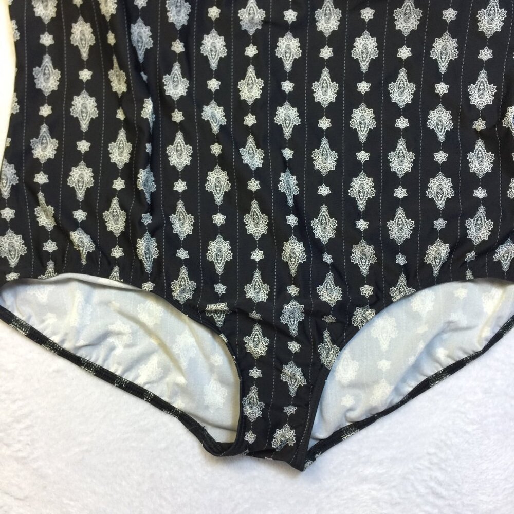 Land's End One Piece Bathing Suit Swimsuit 26W Womens Plus Black White Wireless - Picture 4 of 15